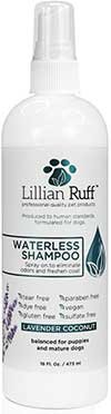 Lillian Ruff Waterless Dog Shampoo - No Rinse Quick Dry Shampoo for Dogs Spray - Tear Free Lavender Coconut Scent to Deodorize Pet Odor and Freshen Coat - Made in USA