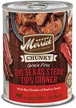 Merrick Chunky Grain-Free Big Texas Steak Tips Dinner Canned Dog Food, 12.7-oz, case of 12