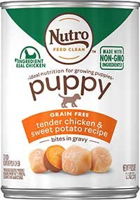 Nutro Puppy Grain-Free Tender Chicken & Sweet Potato in Gravy Recipe Canned Dog Food, 12.5-oz, case of 12