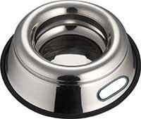Indipets Stainless Steel Spill Proof - Splash Free No Tip Anti Skid Dish with Easy Pick up Grip Handle