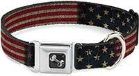 Buckle-Down Vintage US Flag Seatbelt Buckle Dog Collar